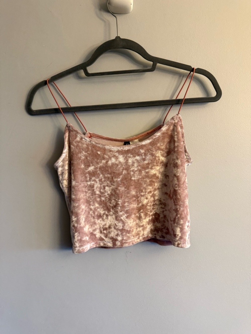 H&M Divided Pink Crushed Velvet Cami Crop Top Size Small Y2K